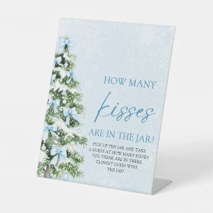 Bows Christmas Guess How Many Kisses Baby Shower  Pedestal Sign