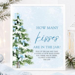 Bows Christmas Guess How Many Kisses Baby Shower  Poster