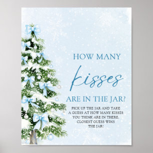 Bows Christmas Guess How Many Kisses Baby Shower  Poster