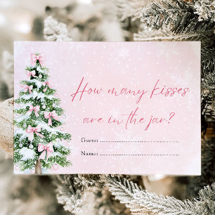 Bows Christmas How Many Kisses Baby Shower Game Invitation