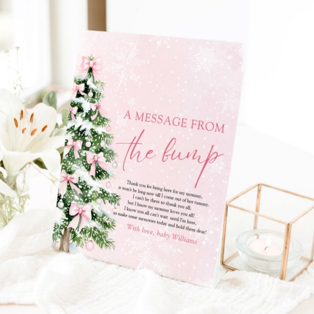 Bows Christmas Tree A Message From The Bump Sign (Pink Bows Christmas Tree A Message From The Bump Sign)