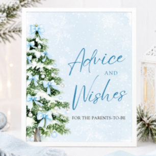 Bows Christmas Tree Baby Shower Advice and Wishes Poster