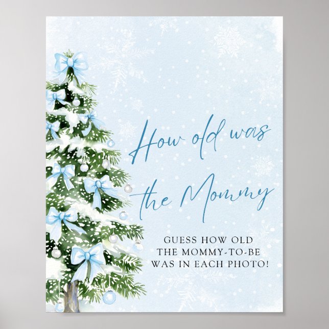 Bows Christmas Tree How Old Was Mommy Game Sign (Front)