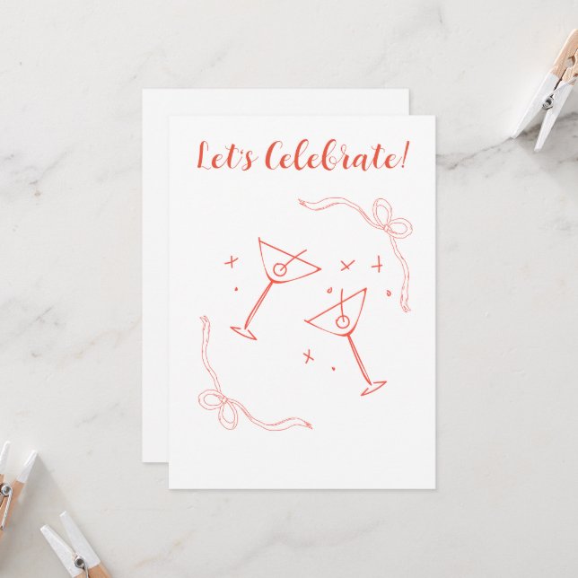Bows et bulles Invitation Card (Devant/Arrière en situation)