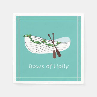 Bows of Holly Nautical Holiday Napkin Seafoam