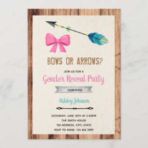 Bows or arrows gender reveal invitation