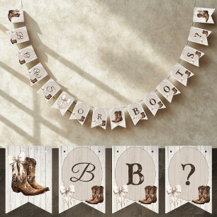 Bows or Boots Rustic Boho Gender Reveal Party Bunting Flags
