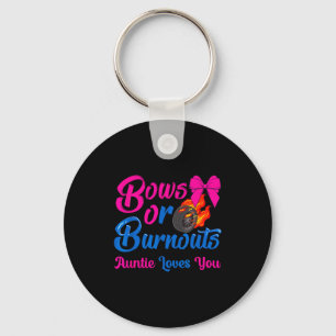 Bows Or Burnouts Auntie Loves You Gender Reveal Pa Keychain