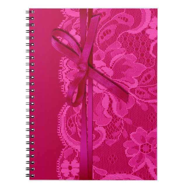 Bows Ribbon & Lace Planner fuschia Notebook (Front)