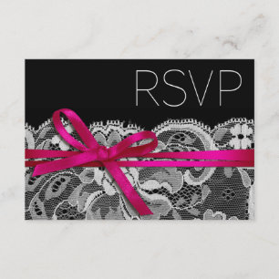 Bows Ribbon & Lace RSVP black fuschia Card