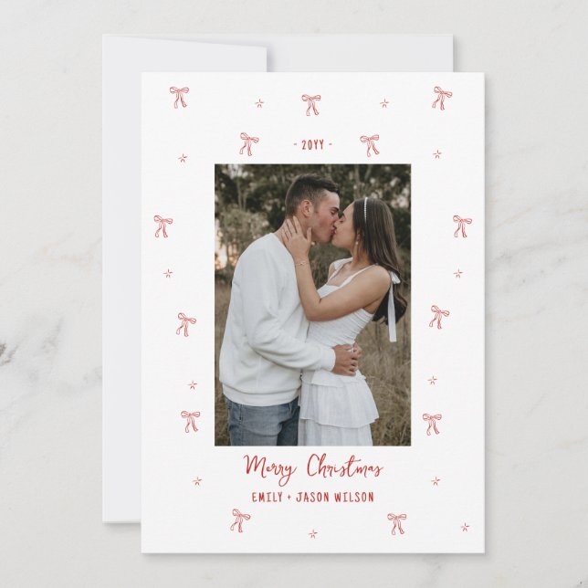 Bows wedding engagement Holiday Photo (Front)