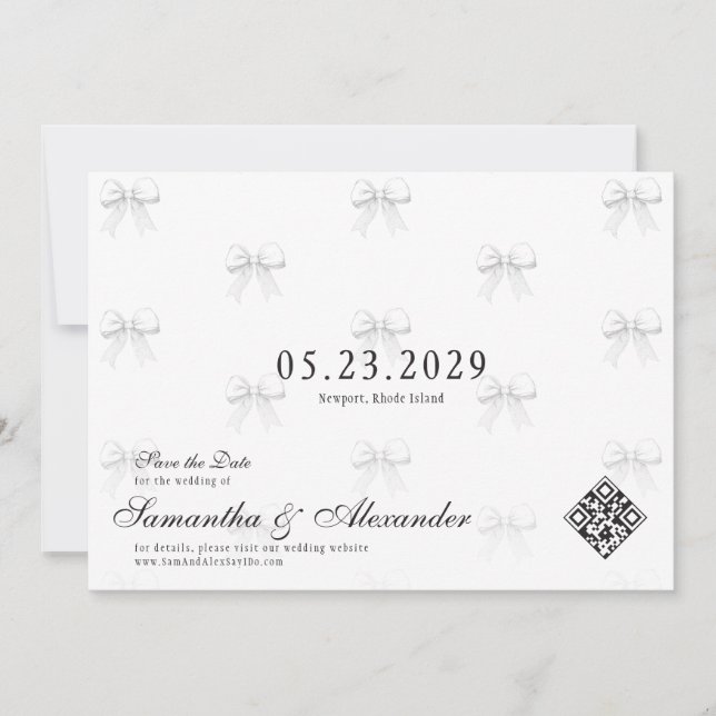 Bows & Wedding Vows Preppy Coquette Save The Date Invitation (Front)