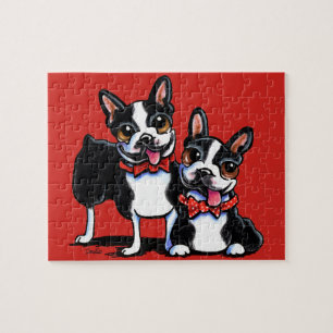 Bowtie Boston Terriers Off-Leash Art™ Jigsaw Puzzle