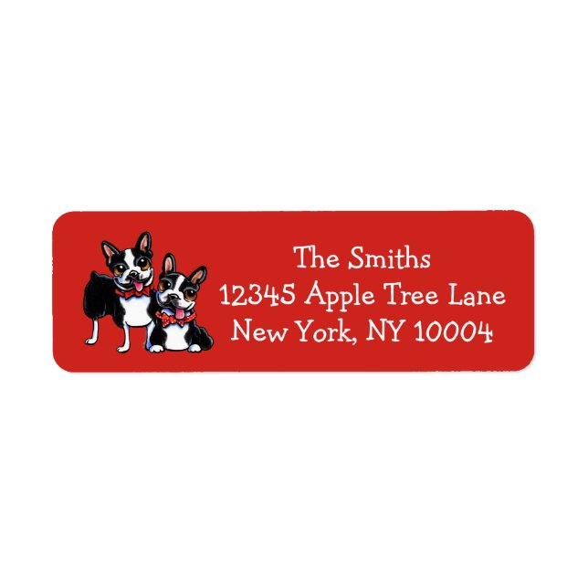 Bowtie Boston Terriers Off-Leash Art™ Rouge (Devant)