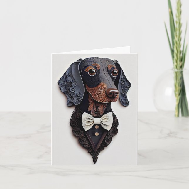 bowtie Dachshund greeting card (Front)