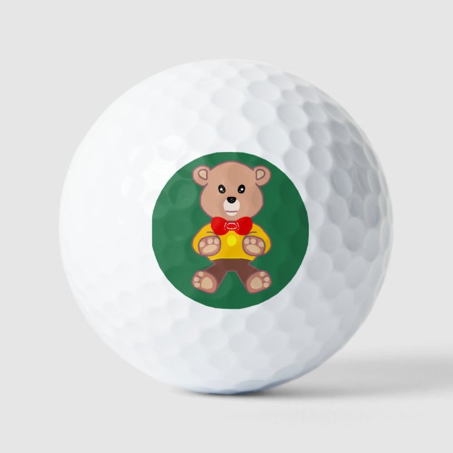 Bowtie Teddy bear on Green  Golf Balls (Front)