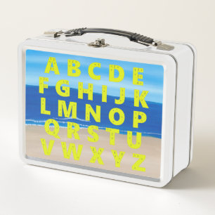 Box Alphabet sur la boîte à lunch de la scène océaniqu