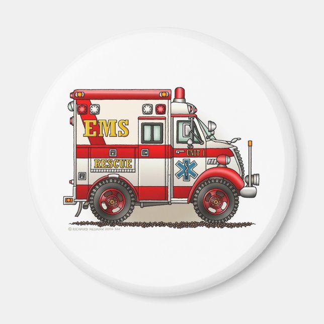 Box Ambulance EMS EMT Emergency Magnet (Front)
