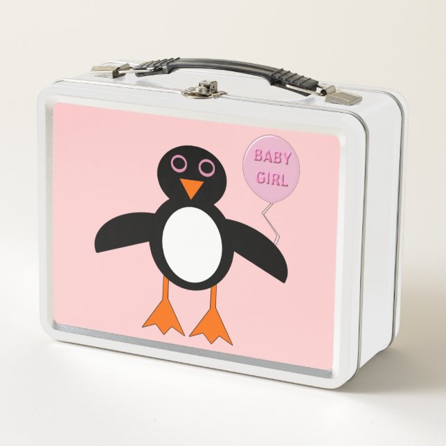 Box Bébé rose mignon fille Penguin Boîte à lunch en mé (Devant)