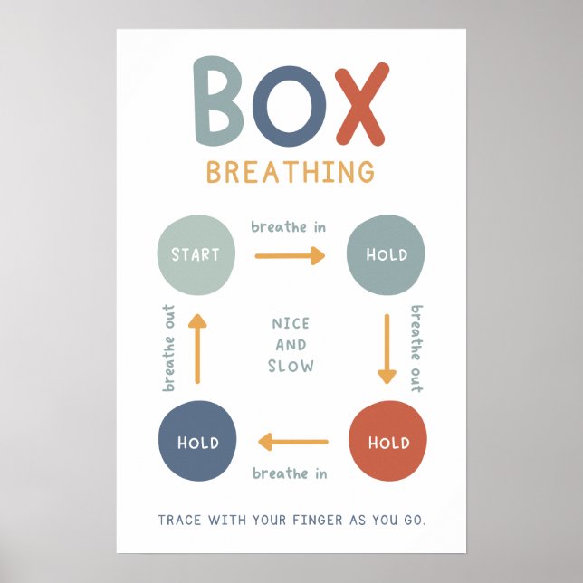 Box Boho Breathing Technique Classroom Poster (Front)
