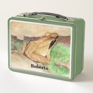 Box Bois de grenouille Aquarelle Métal Boîte à lunch