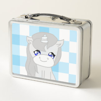 Box Boîte à lunch à thème licorne blanche et bleue mig