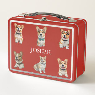 Box Boîte à lunch de Corgi rouge personnalisable pour 
