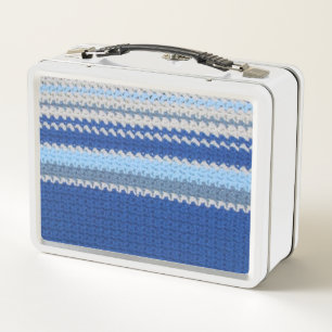 Box Boîte à lunch en métal - Crochet en bande bleue et