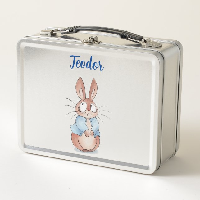 Box Boîte à lunch en métal lapin Cute Personnalisée (Devant)