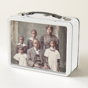 Box Boîte à lunch en métal vintage Famille noire victo