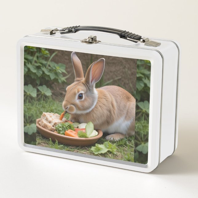 Box Boîte à lunch lapin (Rabbit Eating Lunch Metal Box!)