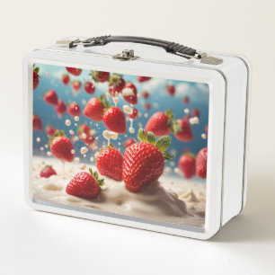 Box Boîte à lunch métallique à la fraise