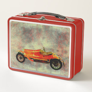 Box Boîte à lunch métallique voiture rouge vintage