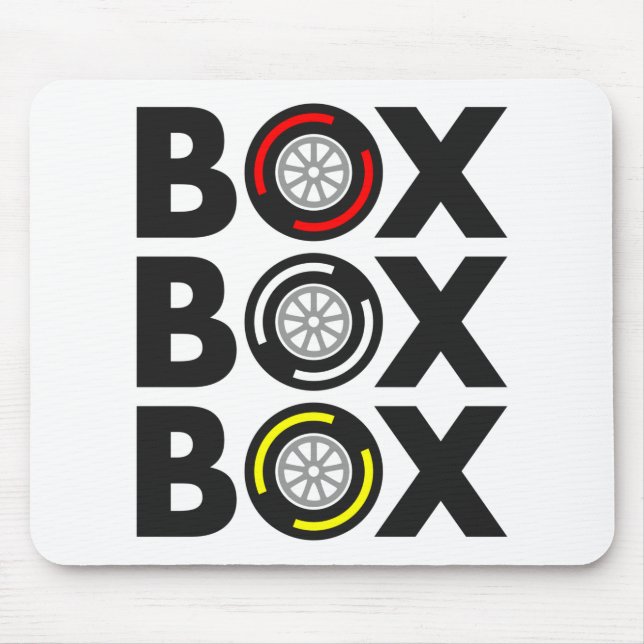 "Box Box Box" F1 Tyre Compound Design Mouse Pad (Front)