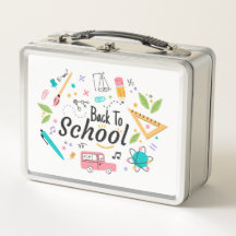 Coloré Retour à l'école Boîte à lunch en métal per