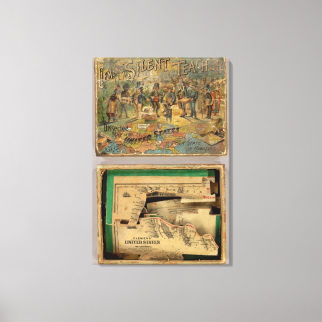 Box Dissected map, United States Canvas Print (Front)