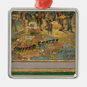 Box Dissected map, United States Metal Ornament