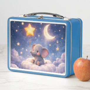 Box Éléphant rêveur et étoiles boîte à lunch en métal