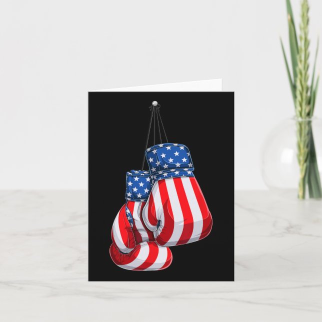 Box Gloves American Flag 4th Of July Boxing  Card (Front)