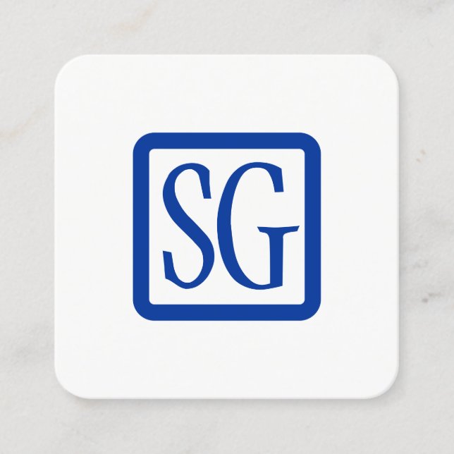 Box Initials Rounded - Square - Navy Blue Business Card (Front)