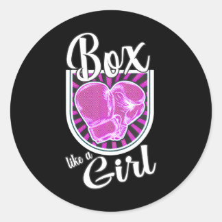 Box Like a Girl Boxing Gloves Classic Round Sticker