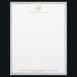 Box Logo Monogram with Elegant Snakeskin Print Letterhead<br><div class="desc">Coordinates with the Box Logo Monogram with Elegant Snakeskin Print Business Card Template by 1201AM. An elegant letterhead template featuring a light grey snakeskin print border. Gold lettering for your name or business name along with your initial in a faux gold framed box creates a classic logo. A refined and...</div>