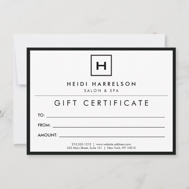 Box Logo with Your Initial Black/White Gift Card (Front)