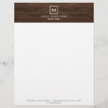 BOX LOGO with YOUR INITIAL/MONOGRAM on BROWN WOOD Letterhead<br><div class="desc">Coordinates with the BOX LOGO with YOUR INITIAL/MONOGRAM on BROWN WOOD Business Card. © 1201AM CREATIVE</div>