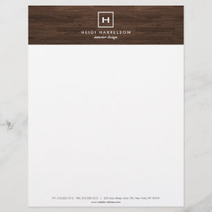 BOX LOGO with YOUR INITIAL/MONOGRAM on BROWN WOOD Letterhead