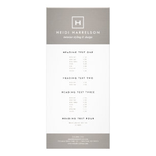 BOX LOGO with YOUR INITIAL/MONOGRAM on GRAY LINEN Rack Card