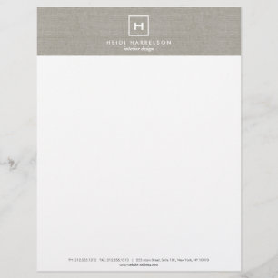 BOX LOGO with YOUR INITIAL/MONOGRAM on KHAKI LINEN Letterhead