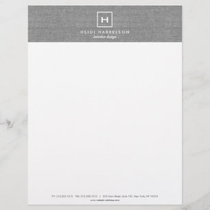 BOX LOGO with YOUR INITIAL/MONOGRAM on LINEN GRAY Letterhead