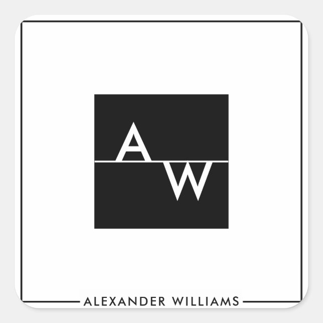 Box Monogrammed Formal Square Sticker (Front)