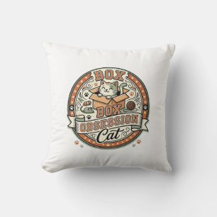 Box Obsession Cat Box Obsession Cat Vintage Vector Throw Pillow
